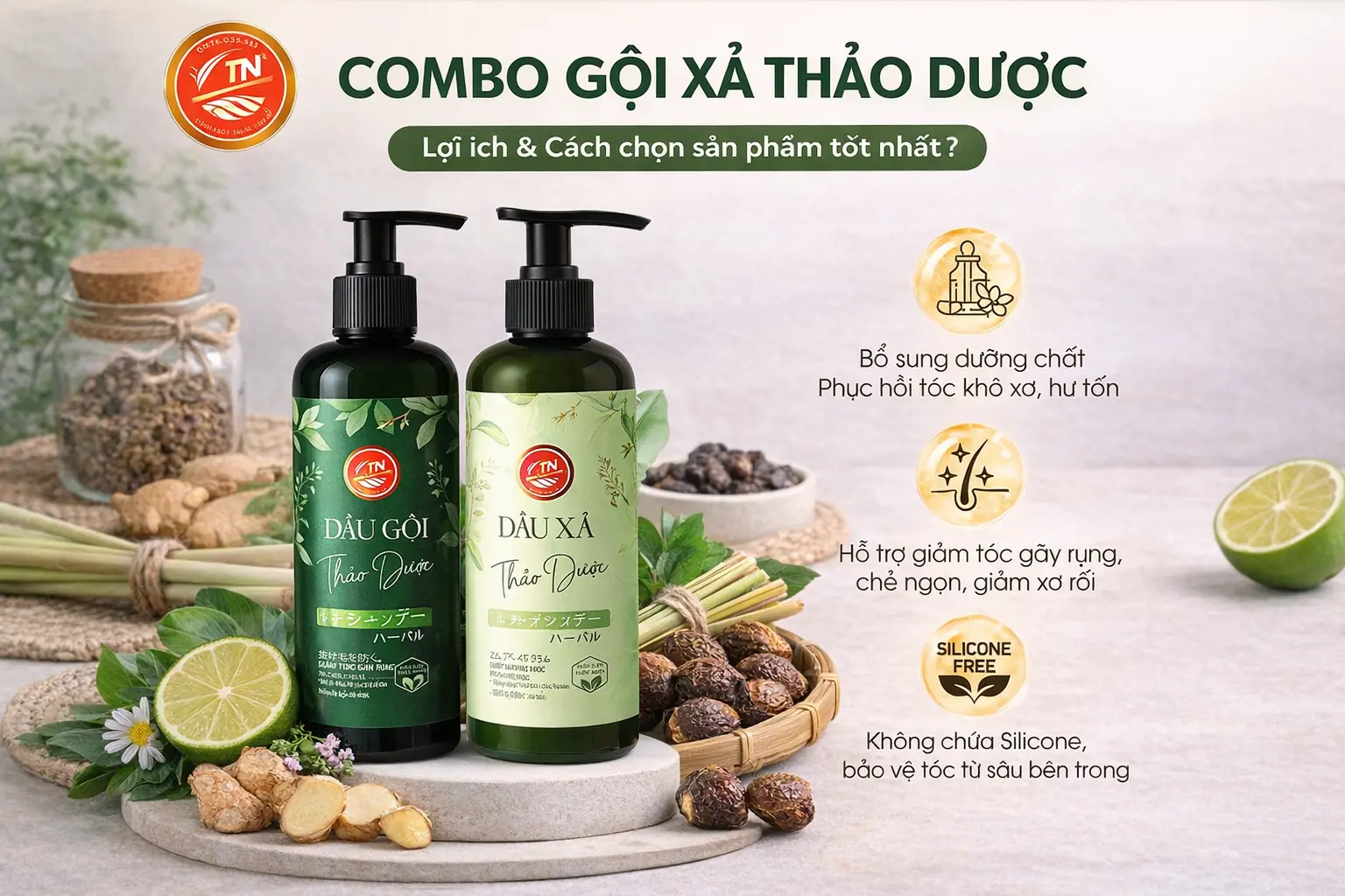 Combo Dầu Gội Xả Thảo Dược TN –  Tiết Kiệm 15% | TN Đẹp Việt Nam