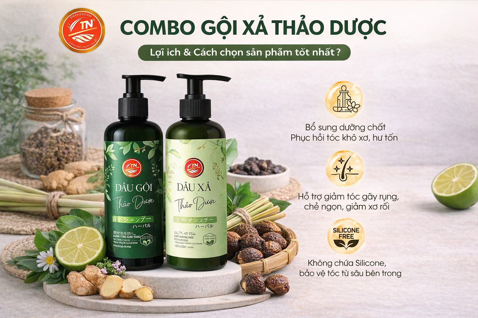 Combo dầu gội thảo dược Tn