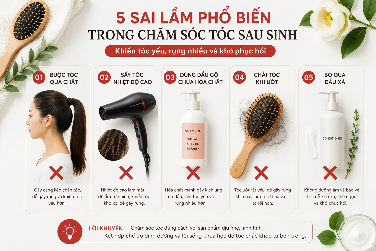 5 sai lầm chăm sóc tóc sau sinh cần tránh