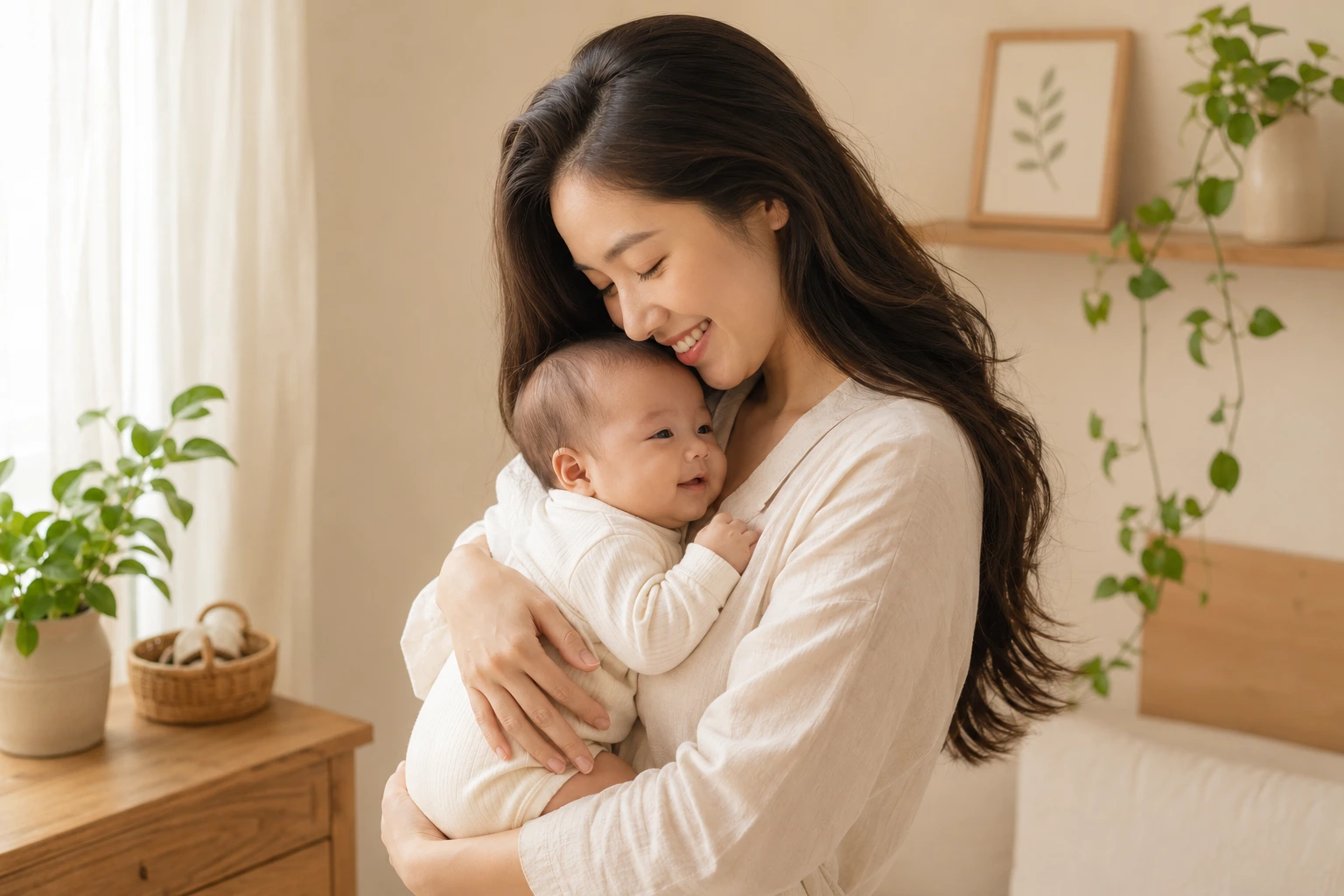 mẹ sau sinh tóc khỏe phục hồi nhanh nhờ chăm sóc đúng cách