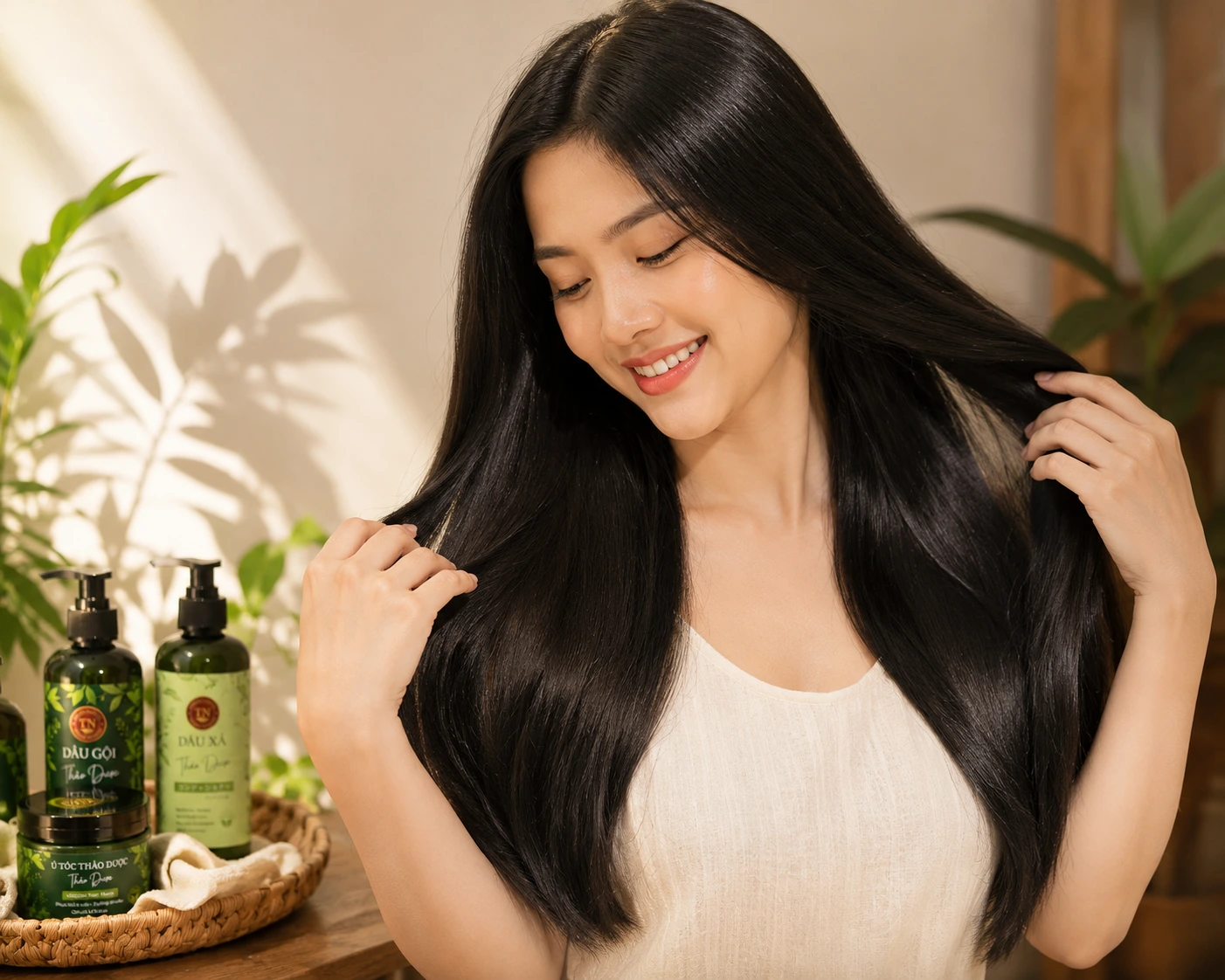 tóc khô xơ phục hồi mềm mượt bóng khỏe tại nhà thành công