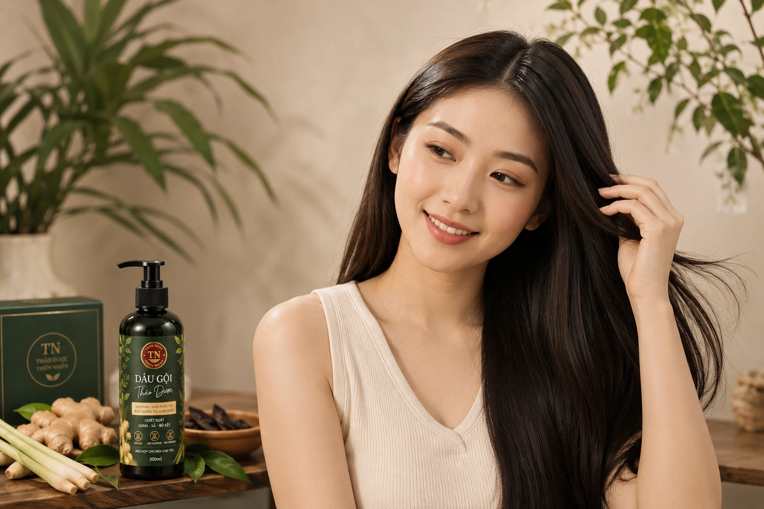 tóc sạch không nhờn sau khi xử lý da đầu dầu nhờn đúng cách